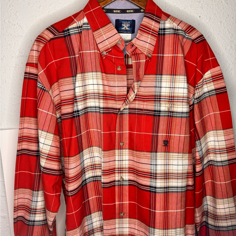 Men's 20x western button down Red Plaid size XL